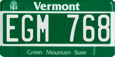 VT license plate EGM768