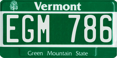 VT license plate EGM786
