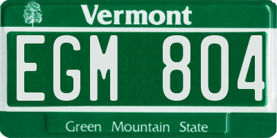 VT license plate EGM804