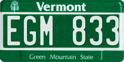 VT license plate EGM833