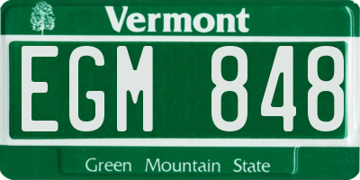 VT license plate EGM848
