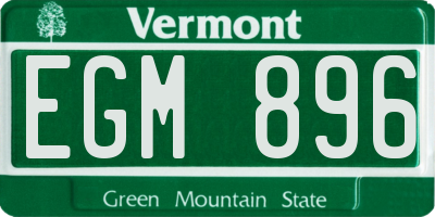 VT license plate EGM896