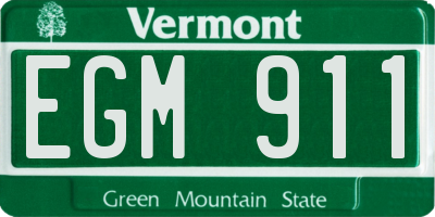 VT license plate EGM911