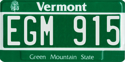 VT license plate EGM915