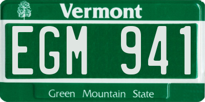 VT license plate EGM941
