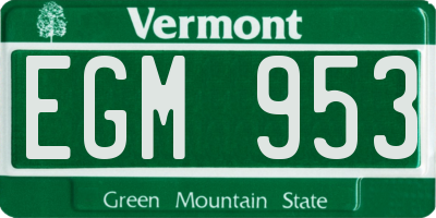 VT license plate EGM953