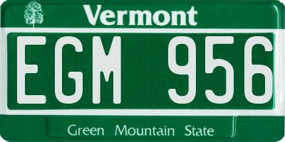 VT license plate EGM956