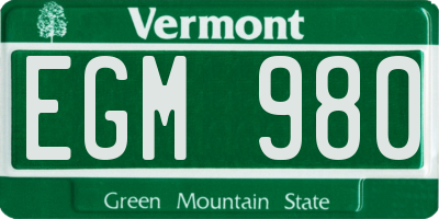 VT license plate EGM980