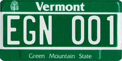 VT license plate EGN001