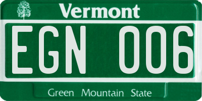 VT license plate EGN006