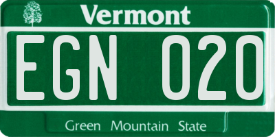 VT license plate EGN020