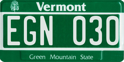 VT license plate EGN030