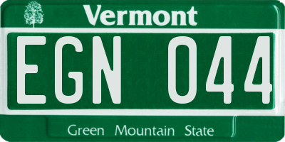 VT license plate EGN044