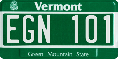 VT license plate EGN101