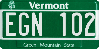 VT license plate EGN102