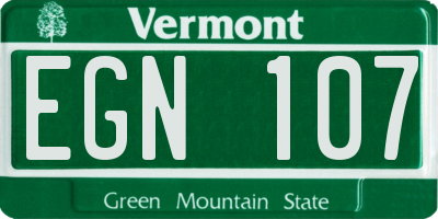 VT license plate EGN107