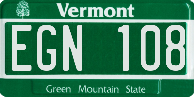 VT license plate EGN108