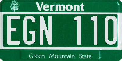 VT license plate EGN110
