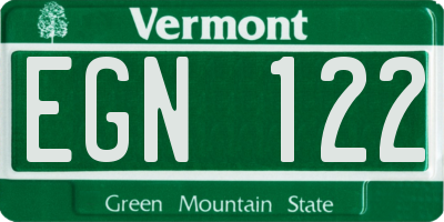 VT license plate EGN122