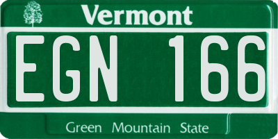 VT license plate EGN166