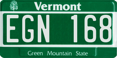 VT license plate EGN168