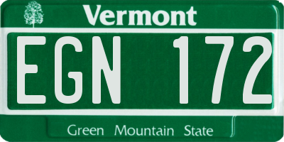 VT license plate EGN172