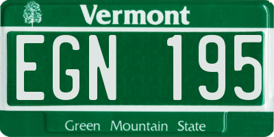 VT license plate EGN195