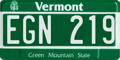 VT license plate EGN219