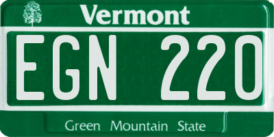 VT license plate EGN220