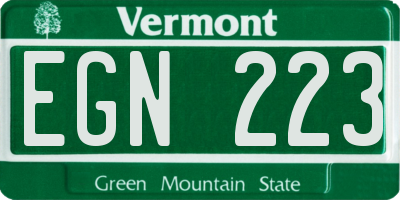 VT license plate EGN223