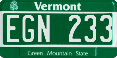 VT license plate EGN233