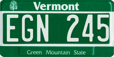 VT license plate EGN245