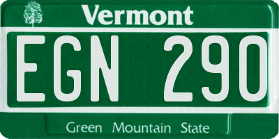 VT license plate EGN290