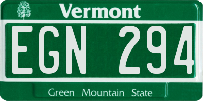 VT license plate EGN294