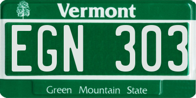 VT license plate EGN303