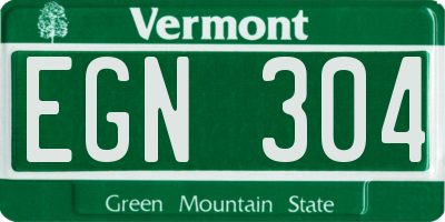 VT license plate EGN304