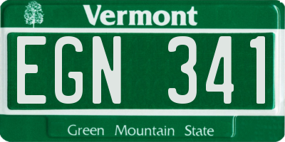 VT license plate EGN341