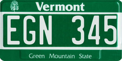VT license plate EGN345