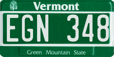 VT license plate EGN348