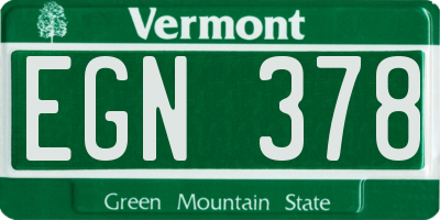 VT license plate EGN378