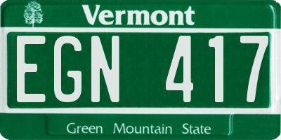 VT license plate EGN417