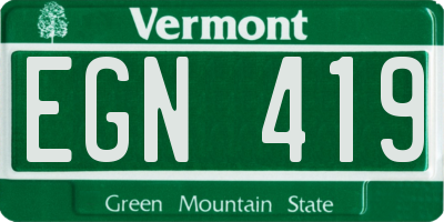 VT license plate EGN419