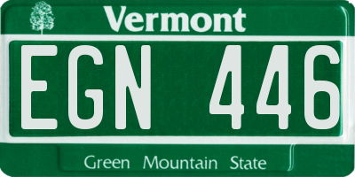 VT license plate EGN446