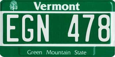 VT license plate EGN478