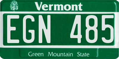 VT license plate EGN485