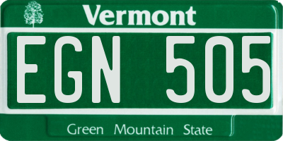 VT license plate EGN505