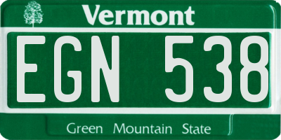 VT license plate EGN538