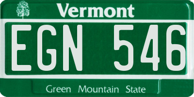 VT license plate EGN546