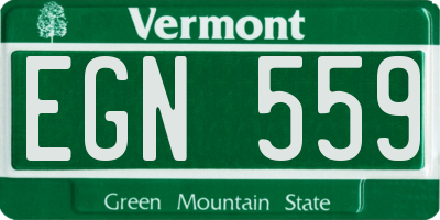 VT license plate EGN559