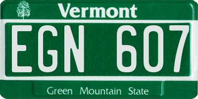 VT license plate EGN607